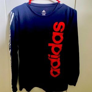 Big Boys Blue Adidas Large Long Sleeve Shirt